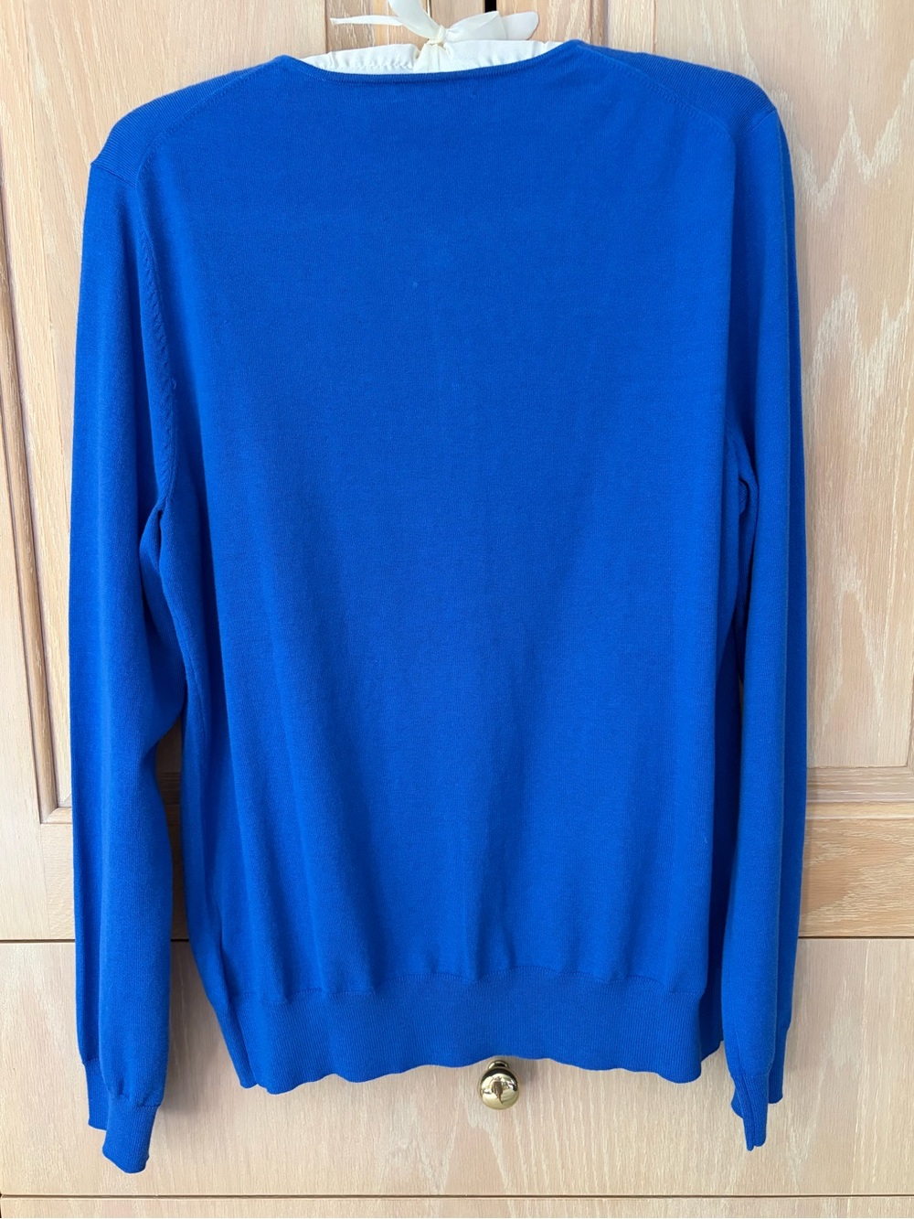 Brooks Brothers Vivid Blue Crewneck Cardigan with Gold Buttons - Picture 2 of 3